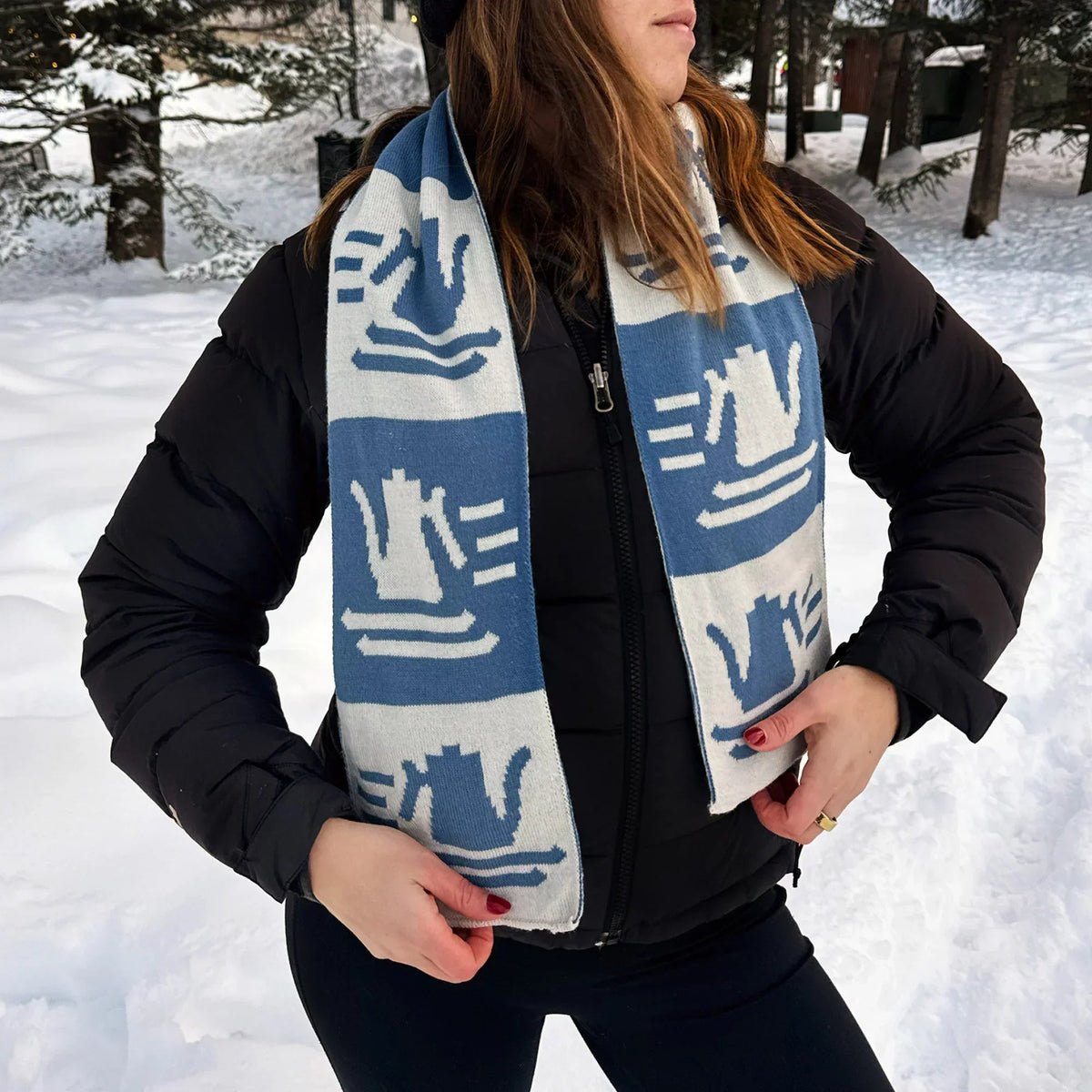 Fellow Ski Club Scarf - Fellow Ski Club Scarf - Ecru + Blue | Fellow