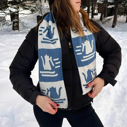 Fellow Ski Club Scarf - Fellow Ski Club Scarf - Ecru + Blue | Fellow