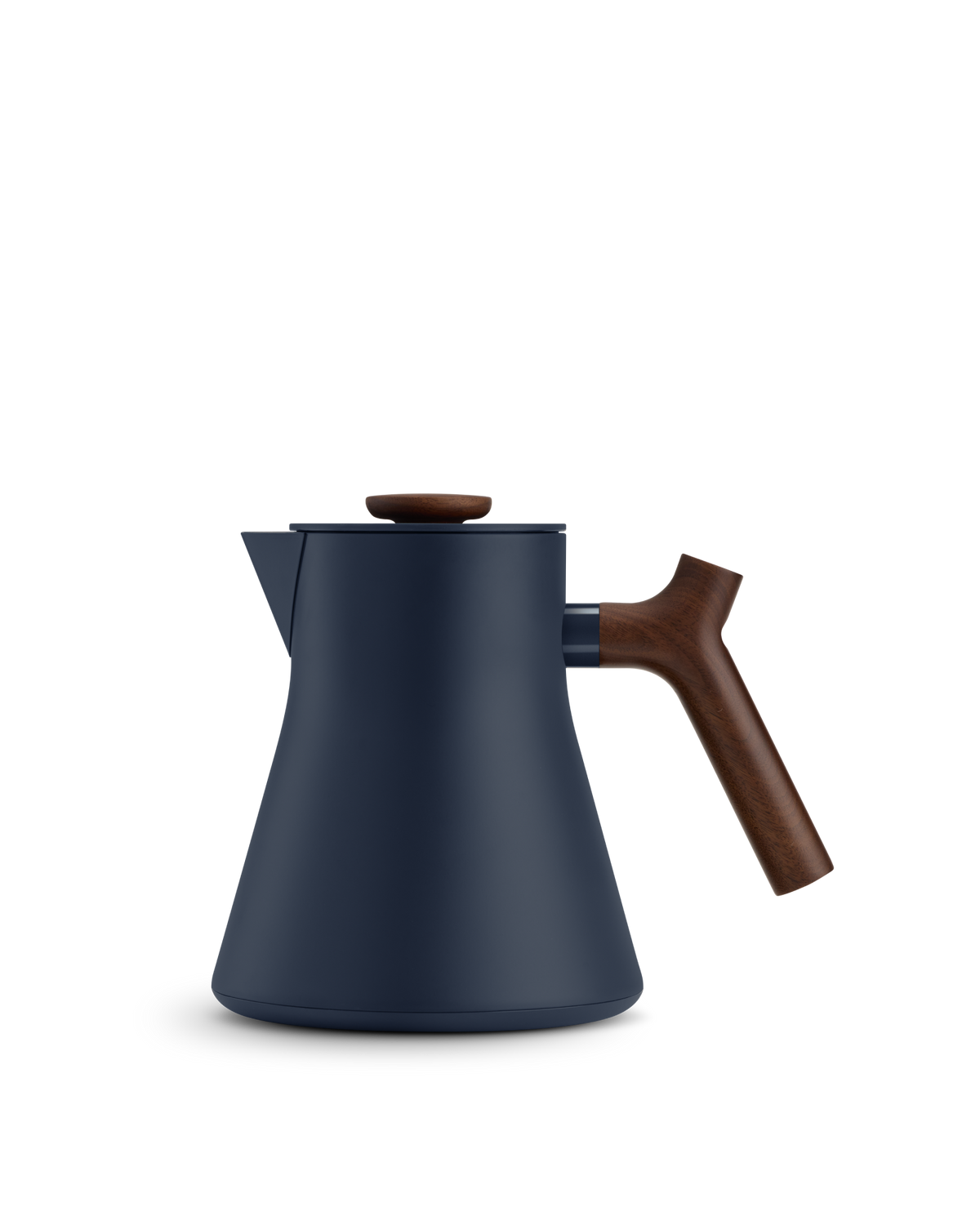 Fellow Corvo EKG Electric Kettle Body in stone blue with walnut handle and lid, no base included.